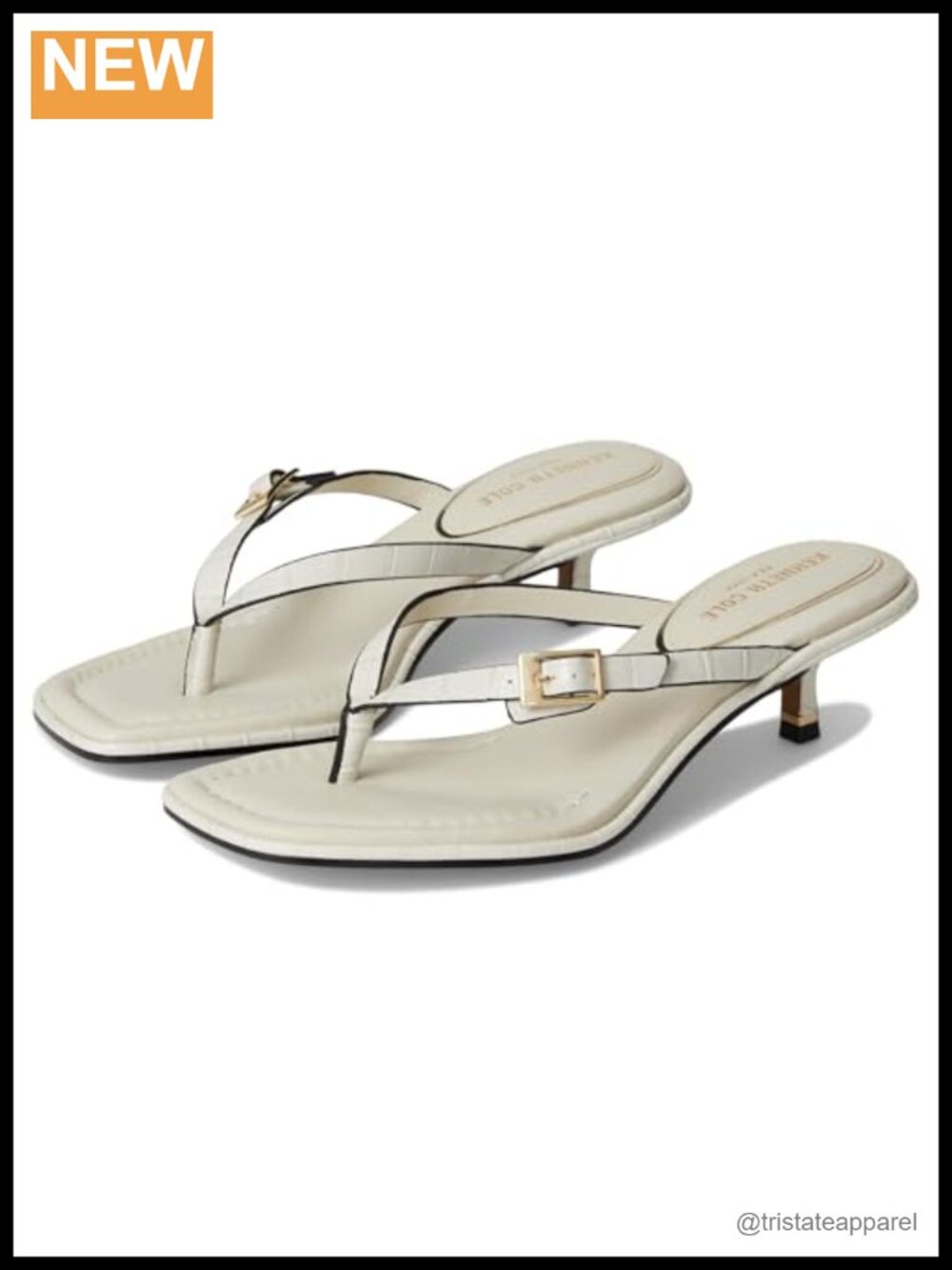 Kenneth Cole Gillie Faux Leather Heeled Thong Sandal Slip On